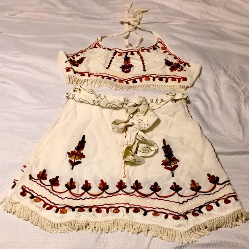 Matching 2 piece wrap skirt and halter top